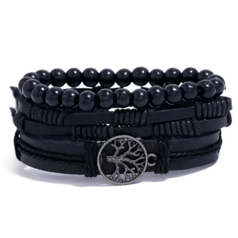Leather Tree of Life Bracelet Set - Picture 2 of 7